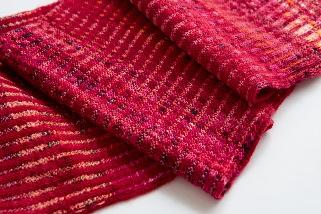 Hand-Knitted Wool Scarf - Vermilion Splash