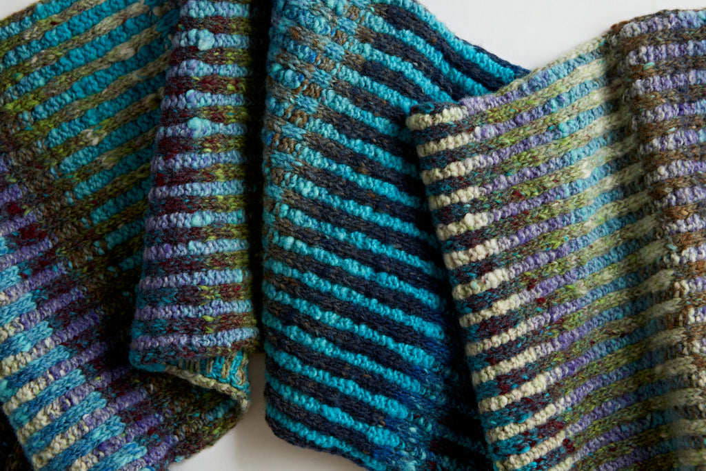 Hand-Knitted Wool Scarf - Chameleon Blues