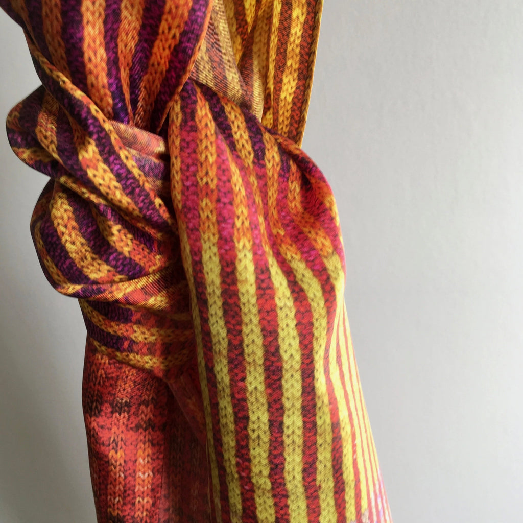 'Knitted' Silk Scarf - Copper Maple