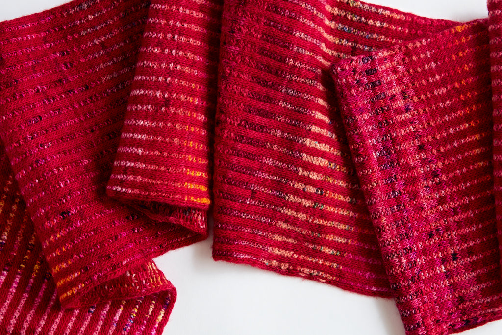 Hand-Knitted Wool Scarf - Vermilion Splash