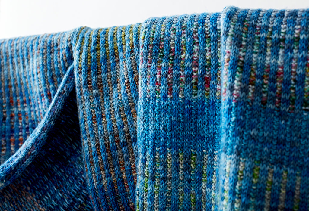 Hand-Knitted Wool Scarf - Cerulean Skies