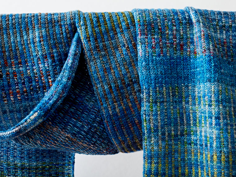 Hand-Knitted Wool Scarf - Cerulean Skies