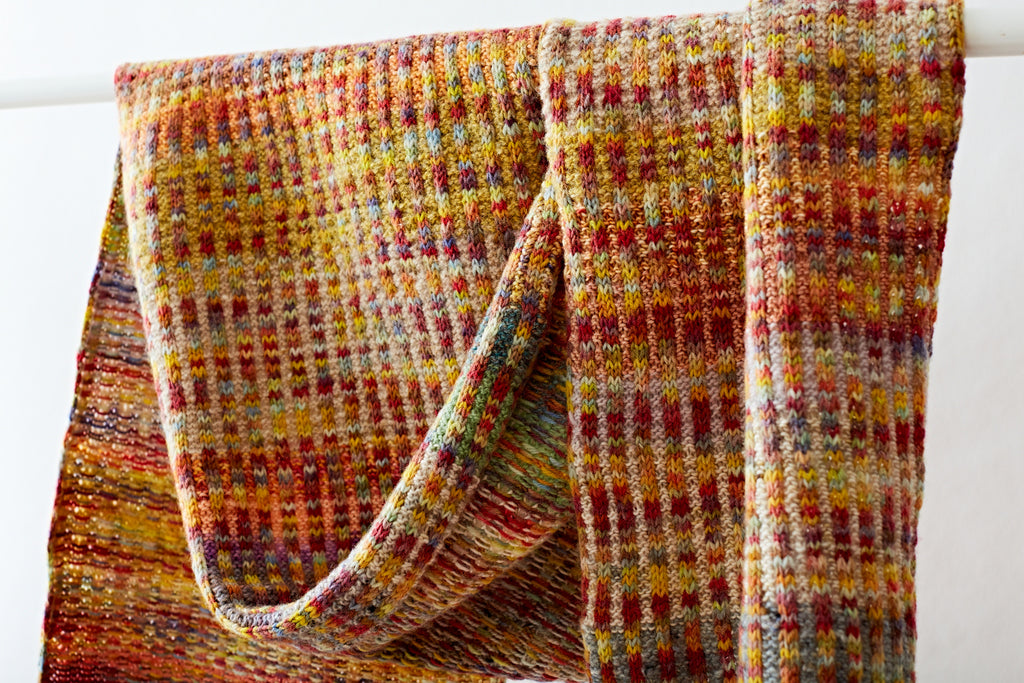 Hand-Knitted Wool Scarf - Sandstone Shadows