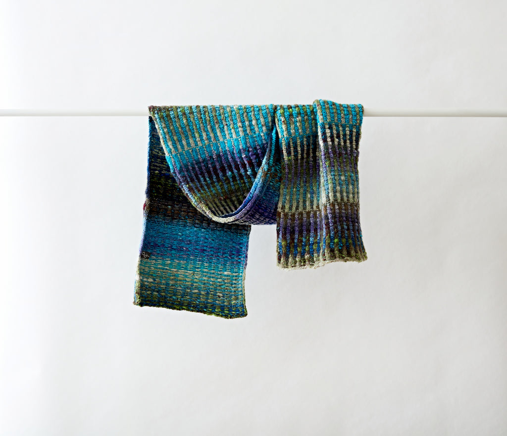 Hand-Knitted Wool Scarf - Chameleon Blues
