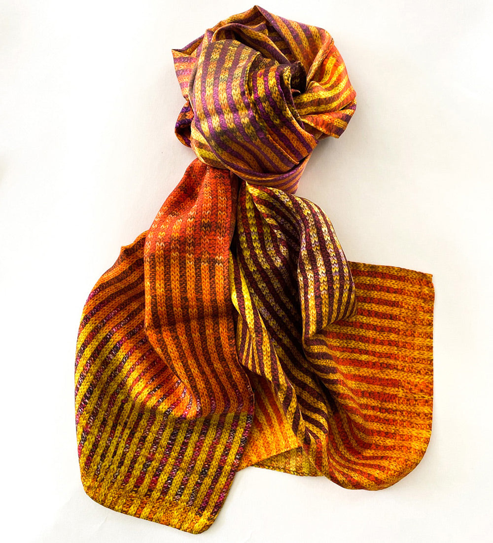 'Knitted' Silk Scarf - Copper Maple